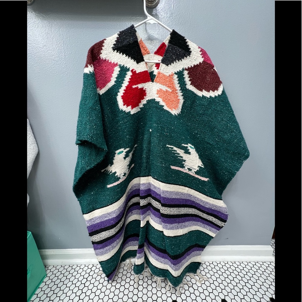 Mexican blanket poncho one size